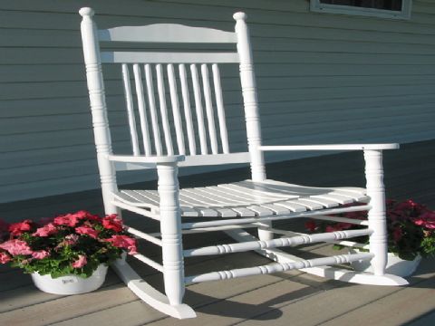 Outdoor White Slat Rocker-- Rocking Chair